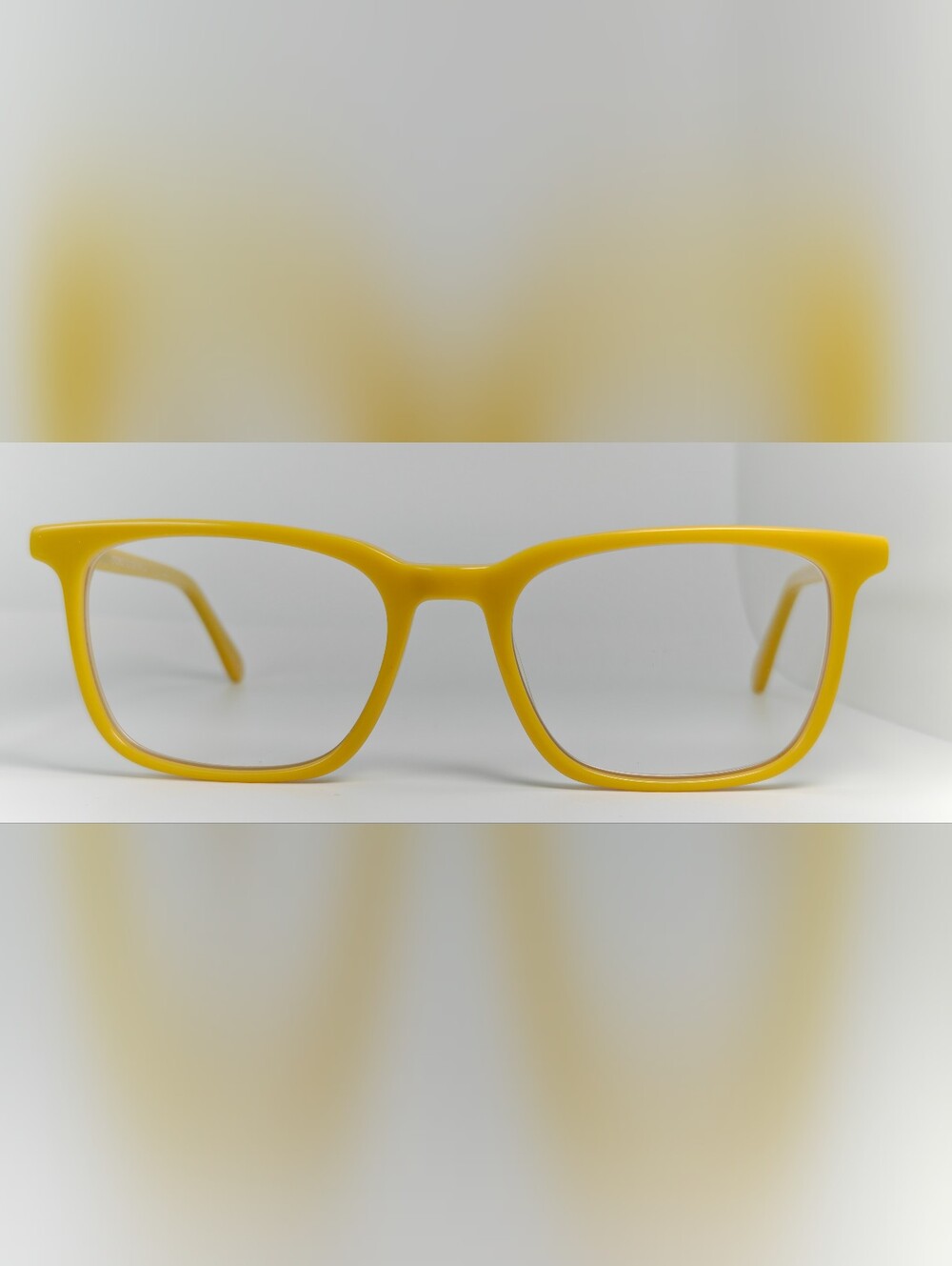 Etched. Mustard Yellow Eyeglass Frames Trendy Color. Rectangular.